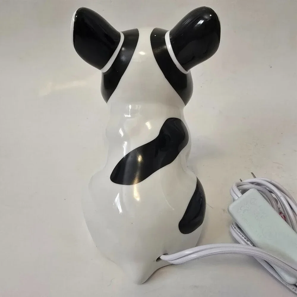 French Bulldog Black & White Ceramic Night Light Lamp